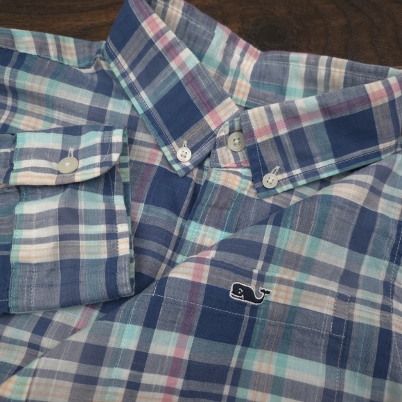 Vineyard Vines Other - Vineyard Vines Mens Small Blue Plaid Slim Fit Tucker Button Up Shirt Lightweight